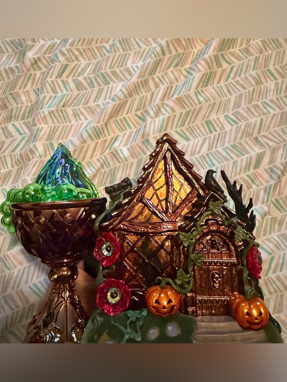 BBW Halloween Cauldron and Witches Cottage Nightlight projector 2pck bundle